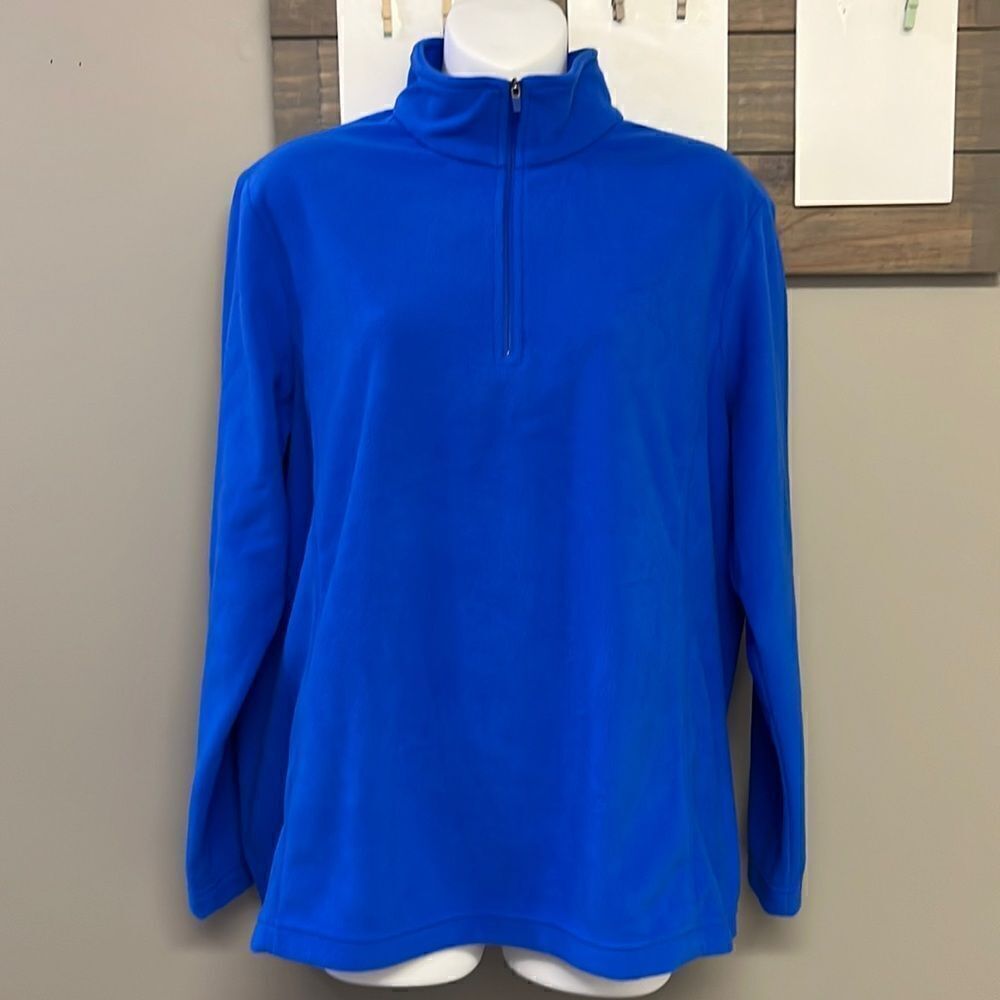 Land’s End Royal Blue 1/4 Zip Long Sleeve Mock Neck Fleece Pullover-Lrg/P 14-16